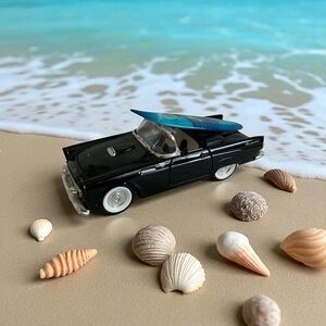 1955 Ford Thunderbird Black Die-Cast Model Car Dolphins Surfboard Rare